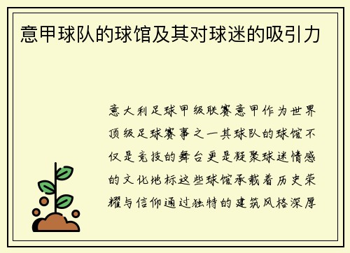 意甲球队的球馆及其对球迷的吸引力