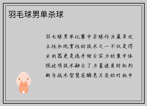 羽毛球男单杀球